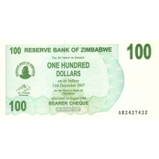 P42 Zimbabwe - 100 Dollars Year 2006/2007 (Bearer Cheque)